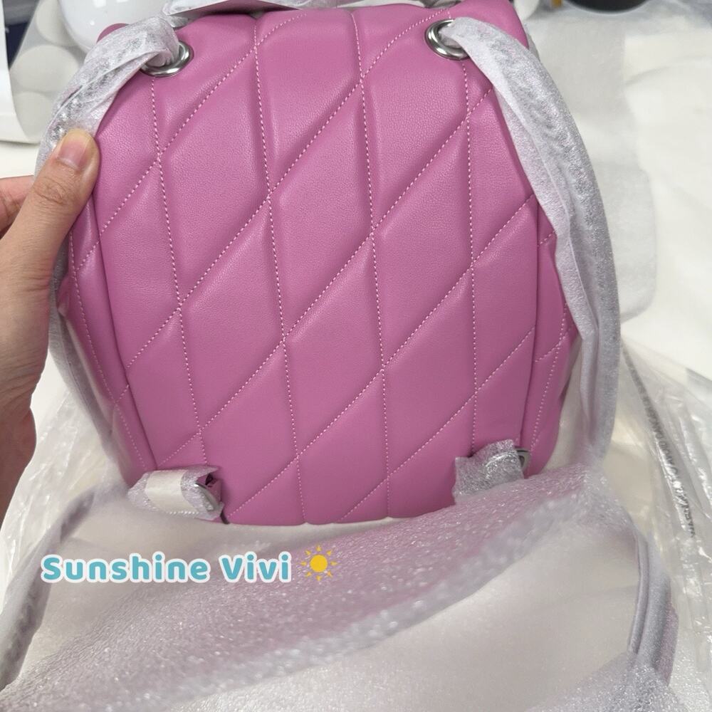 NWT Coach Tabby Backpack Pillow Quilting in Silver/Fuschia Nappa Leather CU076 - Picture 7 of 16